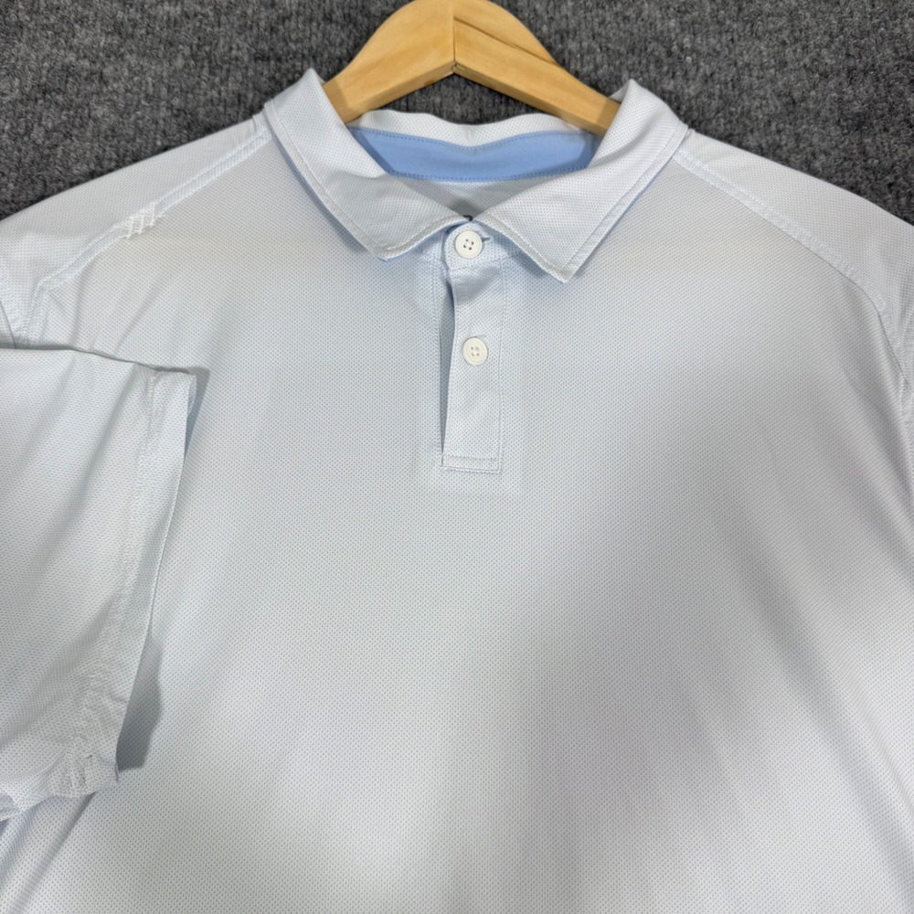 Rhone Delta Pique Polo Shirt Short Sleeve Mens XL Light Blue Nylon Blend EUC